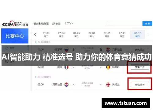 AI智能助力 精准选号 助力你的体育竞猜成功